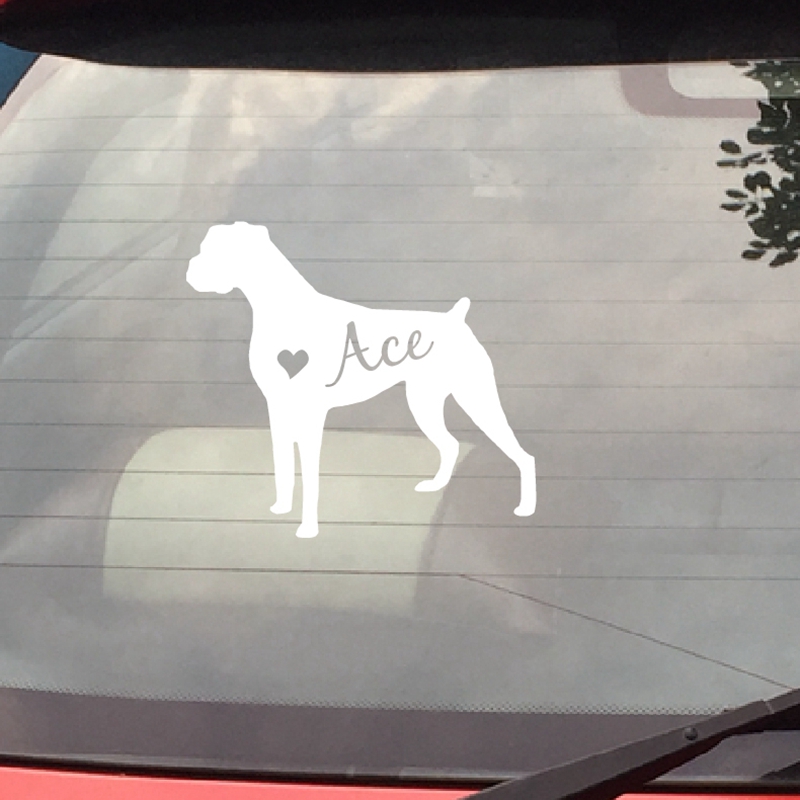 Laptop Accessories Name - Personalized Dog Boxer Art Decal Car